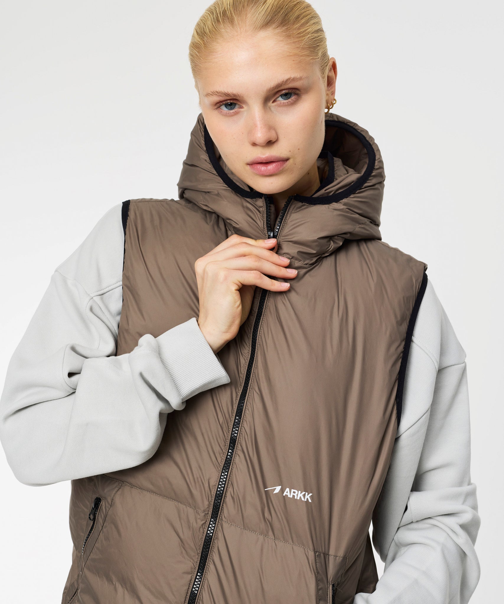 ARKK Apparel Insulated Hooded Vest | Brown Vest