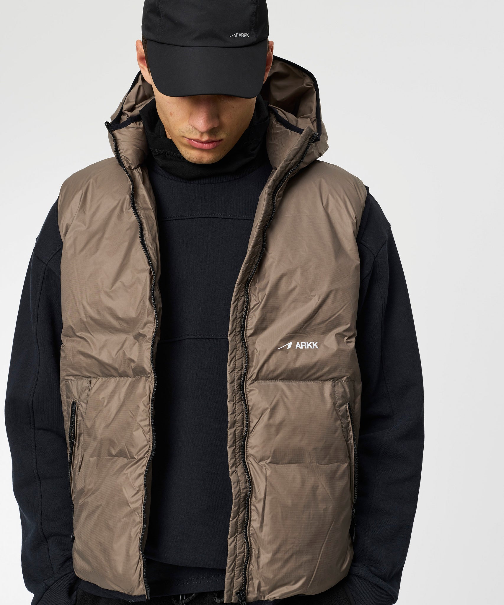 ARKK Apparel Insulated Hooded Vest | Brown Vest