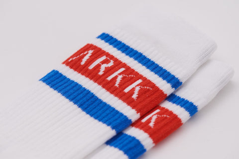 ARKK Accessories The High Sock - Striped White Fiery Red The High Sock - Striped White Fiery Red