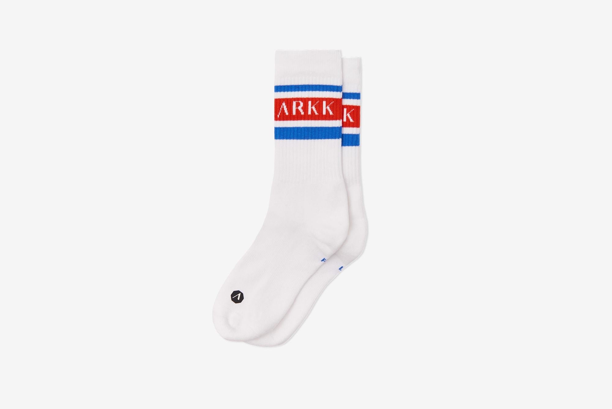 ARKK Accessories The High Sock - Striped White Fiery Red The High Sock - Striped White Fiery Red
