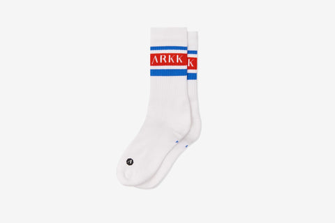 ARKK Accessories The High Sock - Striped White Fiery Red The High Sock - Striped White Fiery Red