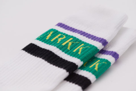 ARKK Accessories The High Sock - Striped White Soft Teal The High Sock - Striped White Soft Teal